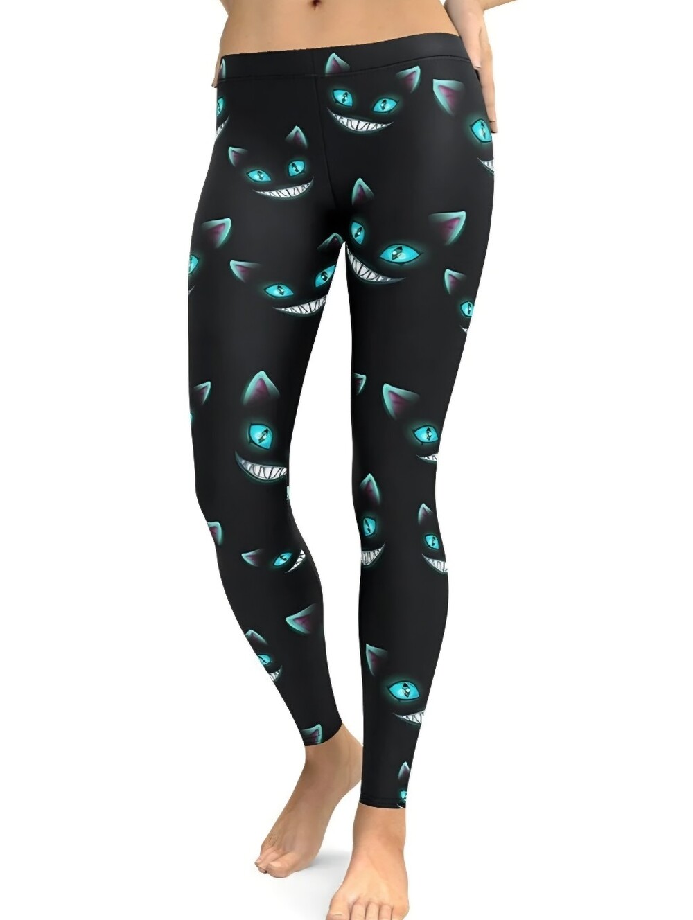FiercePulse Women's Spooky Halloween Cats Leggings Midrise Size Small/Medium.